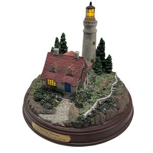 Thomas Kinkade Clearing Storms Lighted Lighthouse Cottage Figurine Sculpture